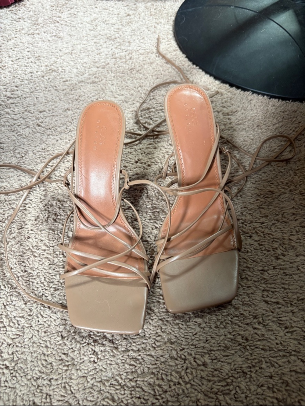 ASOS Nude Lace-Up Square-Toe Heeled Sandals